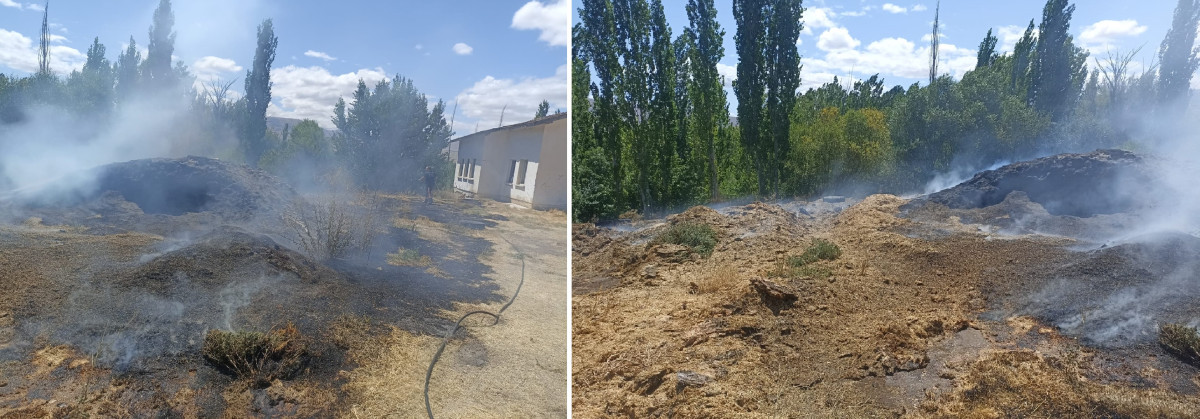Akova’da 2 ton saman yandı