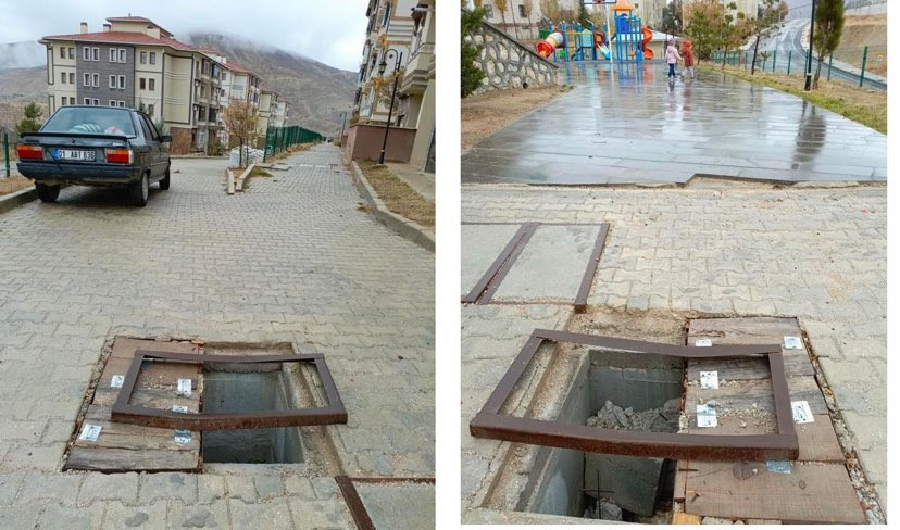 Çocuk parkındaki çukur korkutuyor