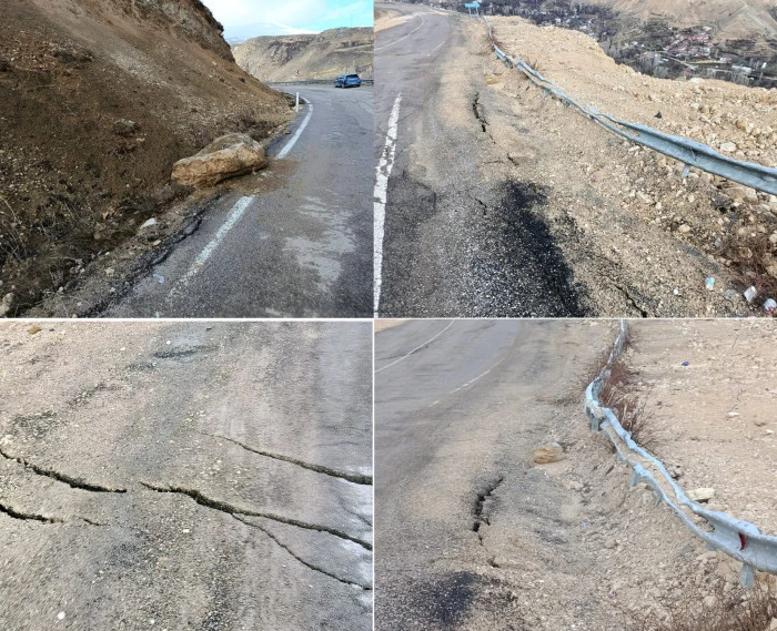 Darende- Elbistan yolu çöküyor